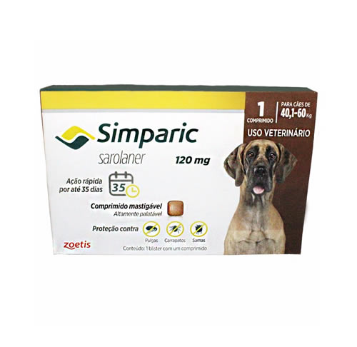 Anti Pulgas Simparic 120 Mg 40 Kg A 60 Kg 1 Comprimido