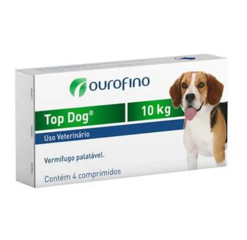Vermifugo Ouro Fino Para Ces Top Dog  De At 10kg - 4 Comprimidos