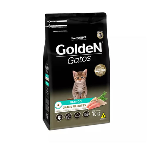 Rao Golden Gatos Filhotes Sabor Frango 3Kg