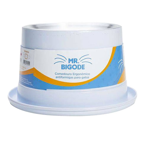 Comedouro Alumnio Gatos Adultos Mr. Bigode Nf Pet Branco