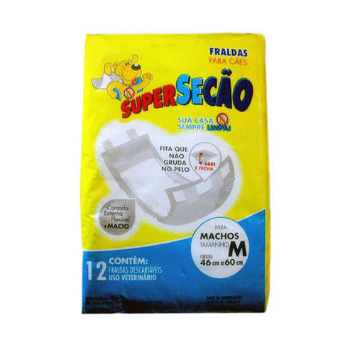 Fraldas Descartveis Super Seco para Ces Machos com 12 Unidades