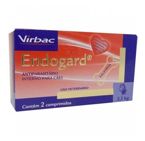 Vermfugo Virbac Endogard para Ces at 2,5 Kg - caixa com 2 comprimidos