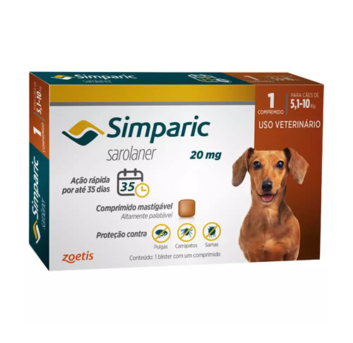  Antipulgas Simparic 20 mg para ces 5,1 a 10 kg - Zoetis