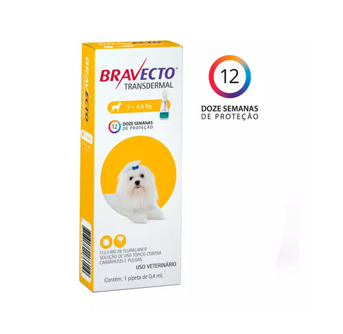 Antipulgas e Carrapatos Bravecto Transdermal MSD para Ces 2 a 4,5kg