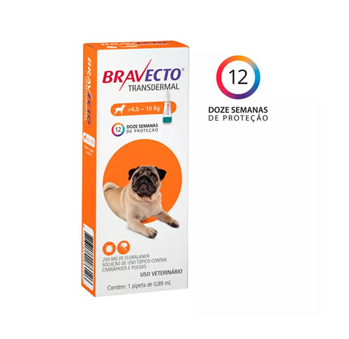 Antipulgas e Carrapatos Bravecto Transdermal MSD para Ces 4,5 a 10kg