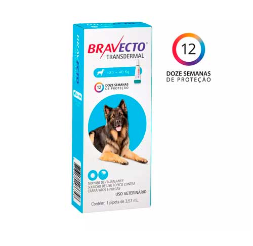 Bravecto Antipulgas e Carrapatos Transdermal MSD para Ces 20 a 40kg