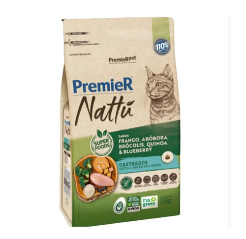 Premier Nattu Gatos Adultos Castrados Abbora 1,5g