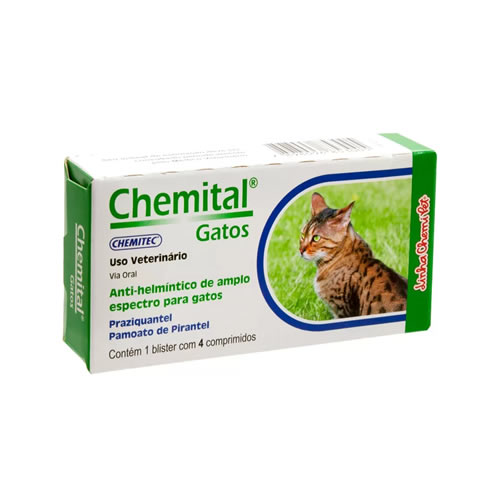 Vermfugo Chemital para Gatos 4 Comprimidos
