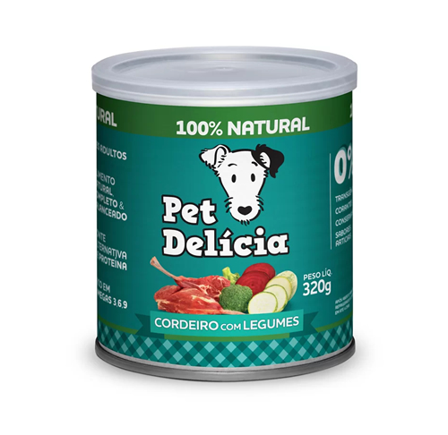 Rao mida Pet Delcia para Ces Adultos Sabor Cordeiro com Legumes - 320g