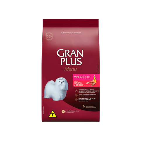 Rao GranPlus Menu para Ces Adultos de Porte Mini Sabor Carne e Arroz 1kg