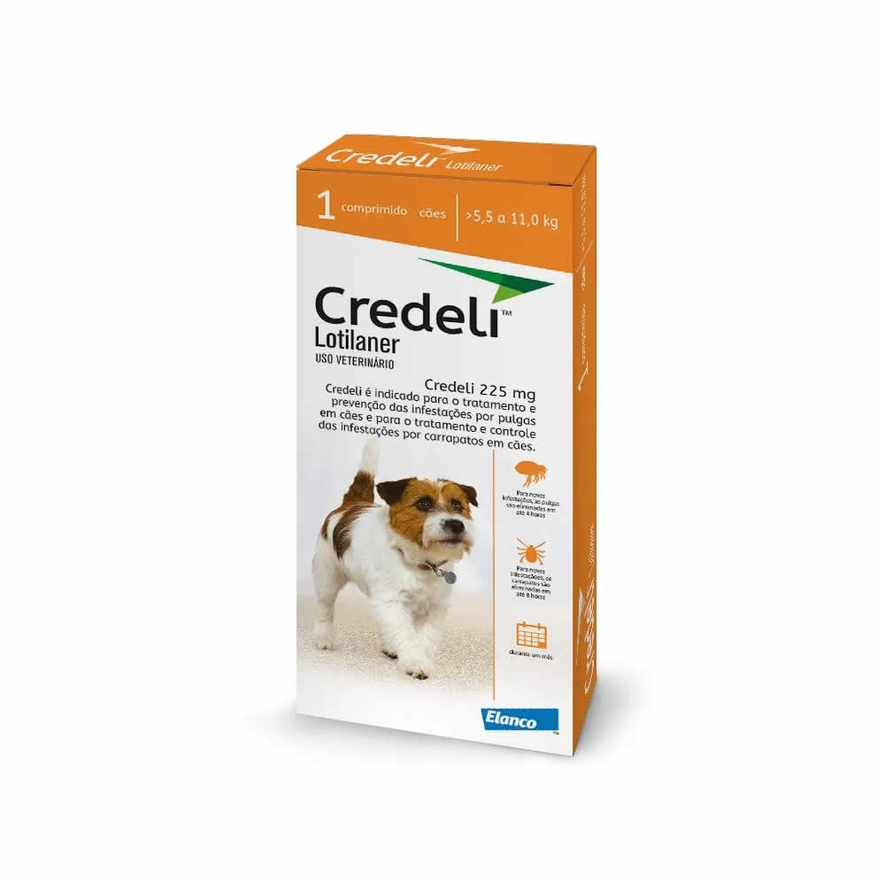 Credeli Antipulgas e Carrapatos 225mg - 5,5 a 11Kg - C/1 - 1 Comprimido