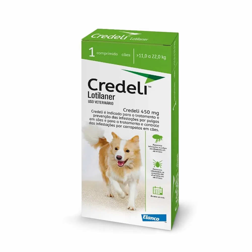 Credeli Antipulgas e Carrapatos 450mg - 11 a 22Kg - C/1 - 1 Comprimido