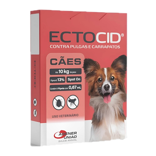 Antipulga e Carrapato Ectocid Agener Unio Anti Coceira Pulga Vermelhido chatos Ate 10kg