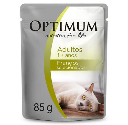 Alimento mido Optimum Sach Gatos Adultos Frango 85g